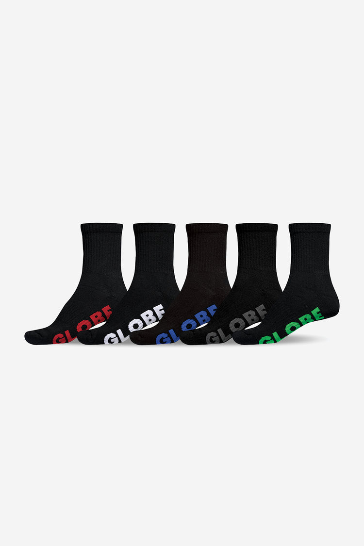 Globe Stealth Crew Sock (7-11) 5 Pack - Black
