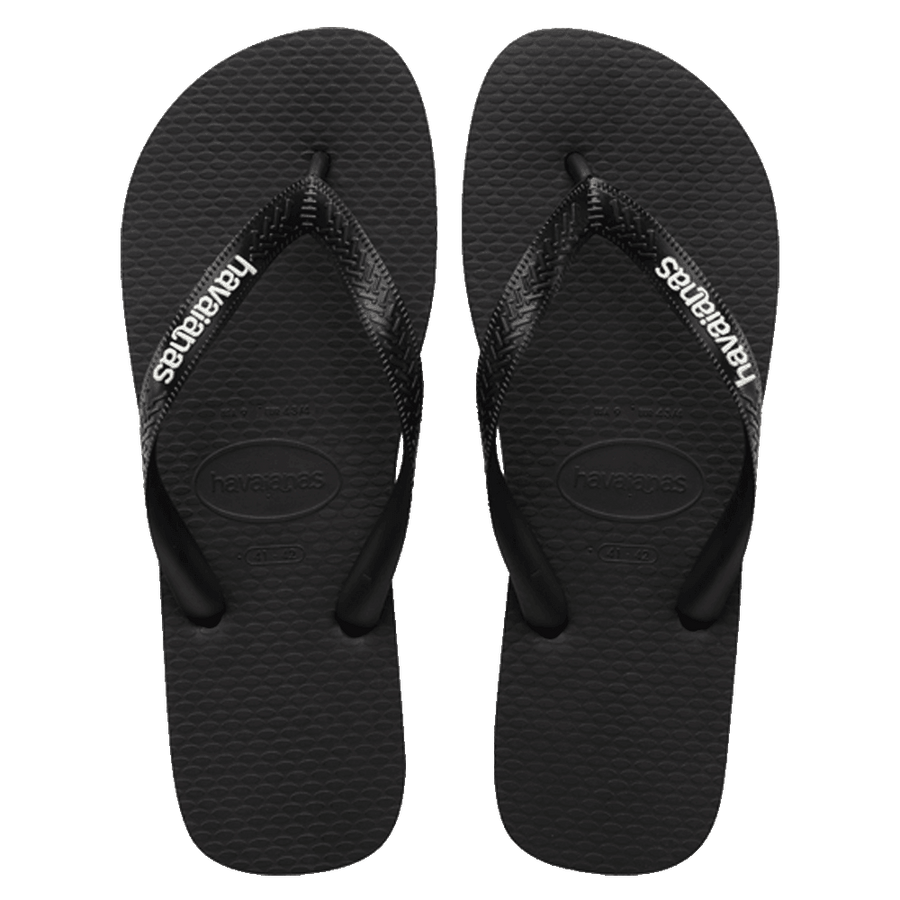 Havaianas Rubber Logo Thongs - Black/Glacial White