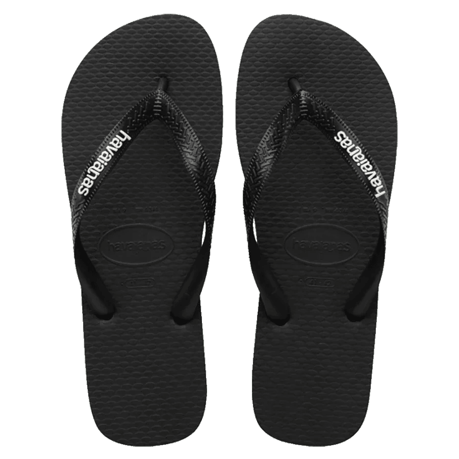 Havaianas Rubber Logo Thongs - Black/Glacial White - Guys & Girls Surf n Street