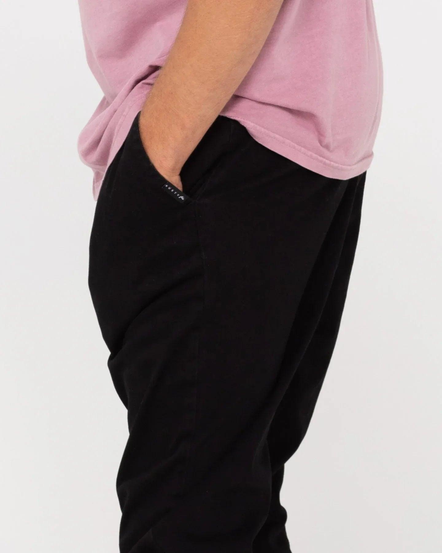 Rusty Hook Out Elastic Pant Boys - Black - Guys & Girls Surf n Street