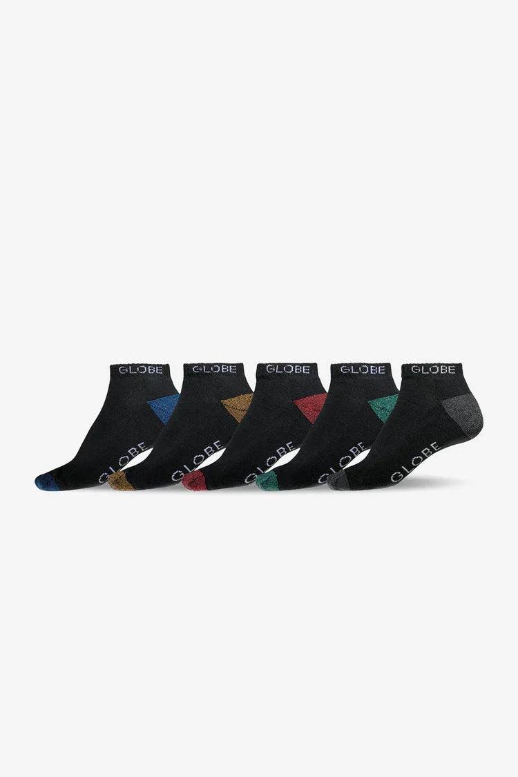 Globe Ingles Ankle Sock (7-11) 5 Pack - Black - Guys & Girls Surf n Street
