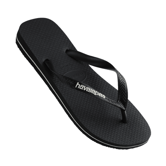 Havaianas Rubber Logo Thongs - Black/Glacial White