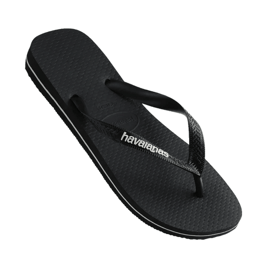 Havaianas Rubber Logo Thongs - Black/Glacial White - Guys & Girls Surf n Street