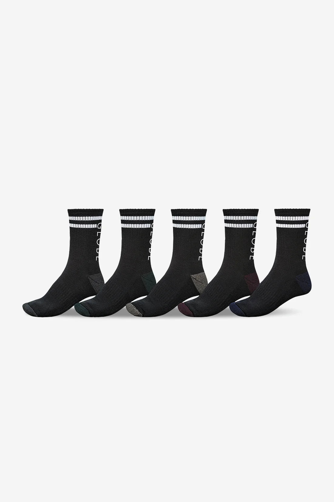 Globe Carter Crew Sock (7-11) 5 Pack - Black
