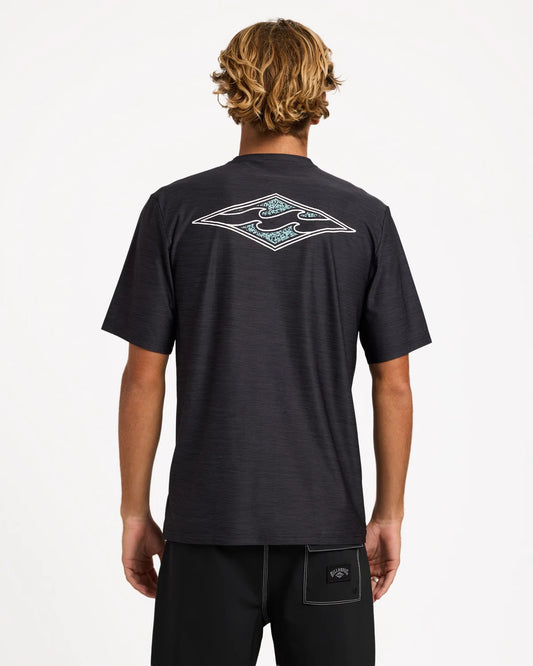 Billabong Diamond Shoreline Short Sleeve Rash Vest - Black Heather
