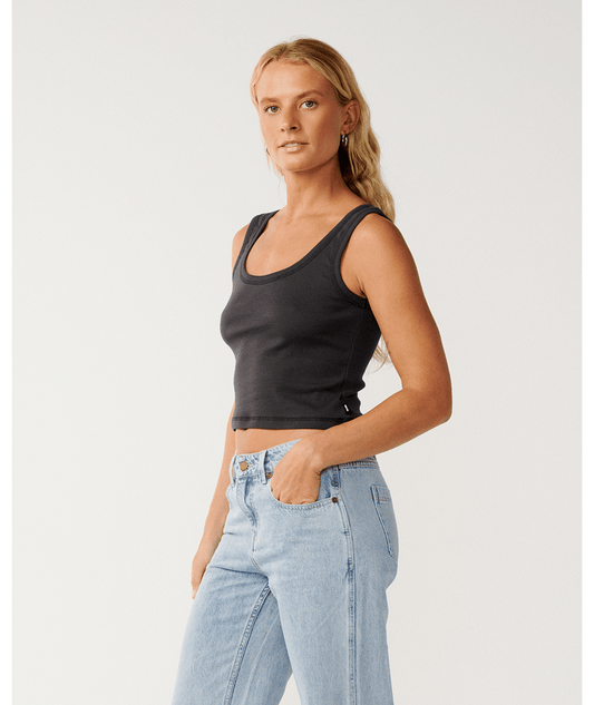 Rip Curl Classic Ribbed Tank - Washed Black