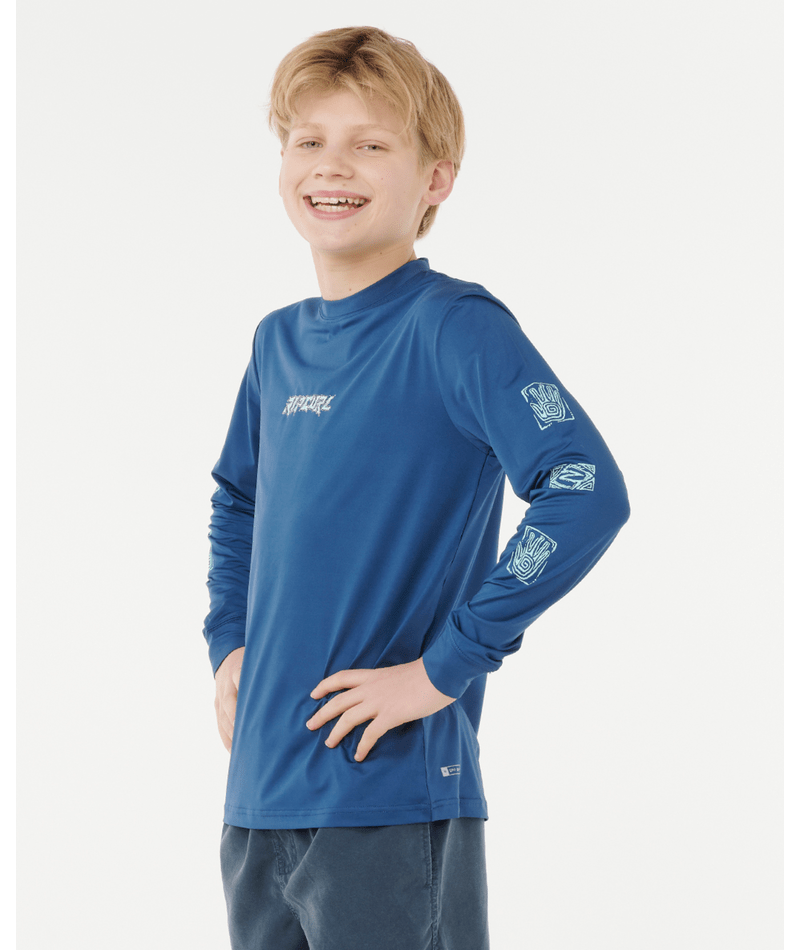 Rip Curl Tropic Daze UPF LS Boys Rash Vest  - Light Navy