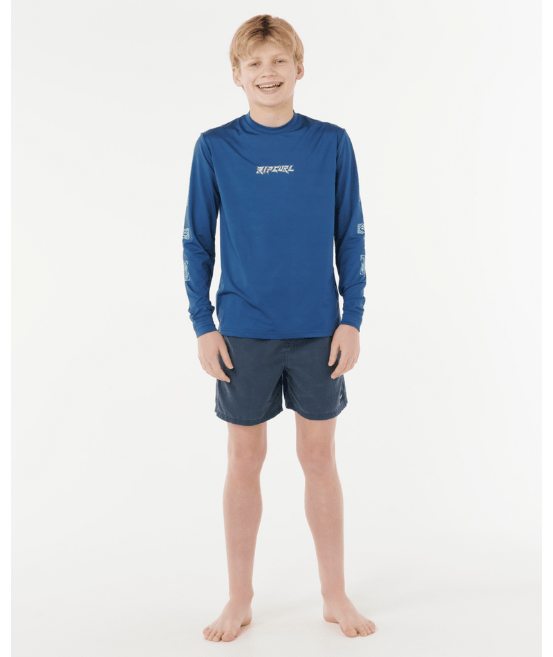 Rip Curl Tropic Daze UPF LS Boys Rash Vest  - Light Navy