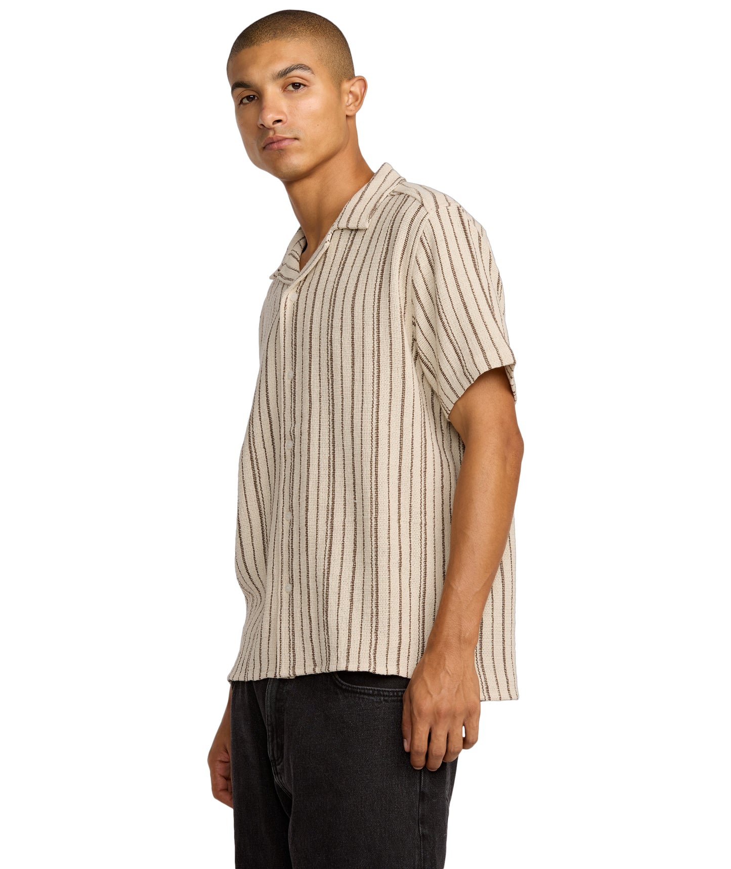 RVCA Vacancy Stripe SS Shirt - Ceramic
