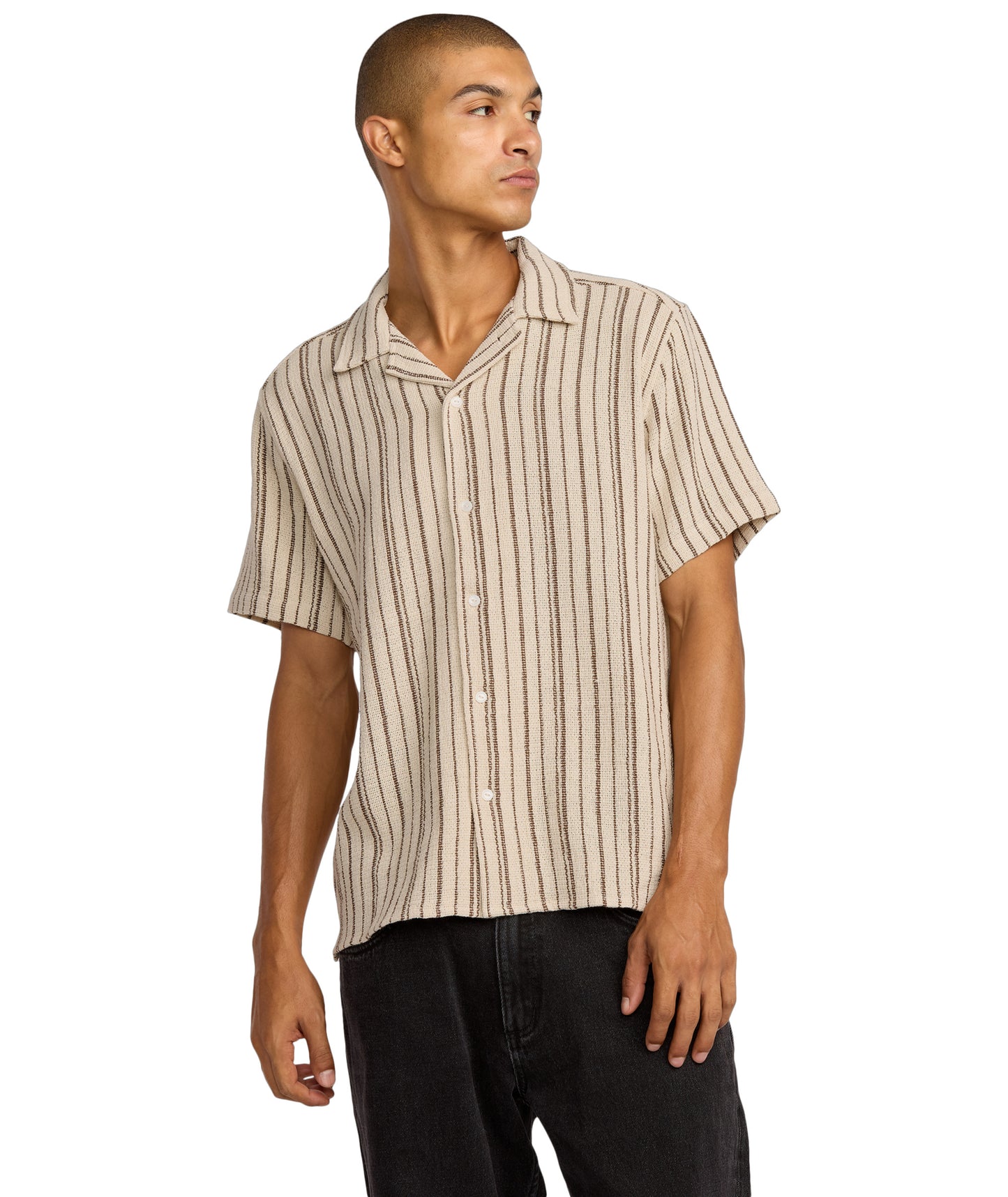 RVCA Vacancy Stripe SS Shirt - Ceramic