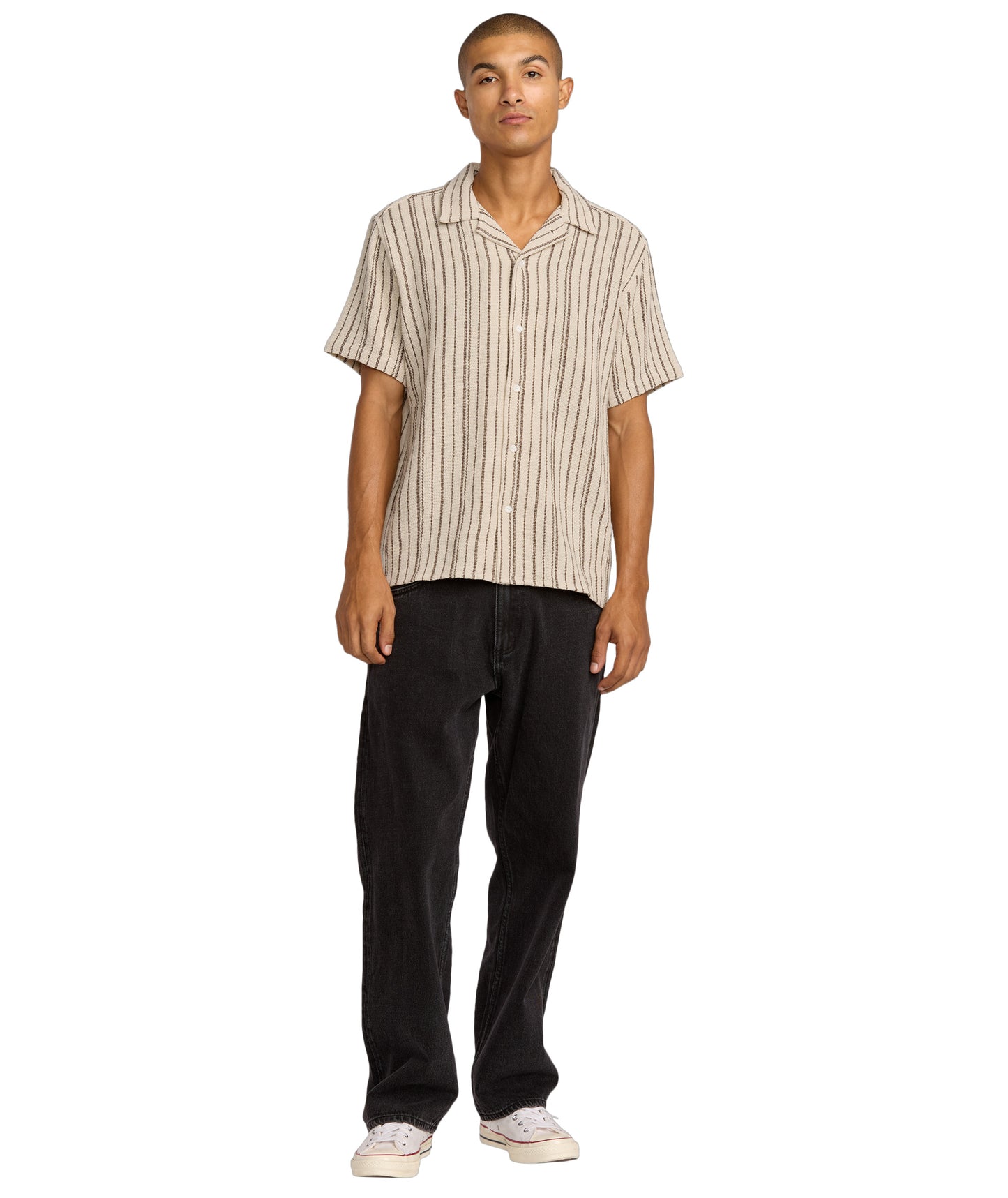 RVCA Vacancy Stripe SS Shirt - Ceramic