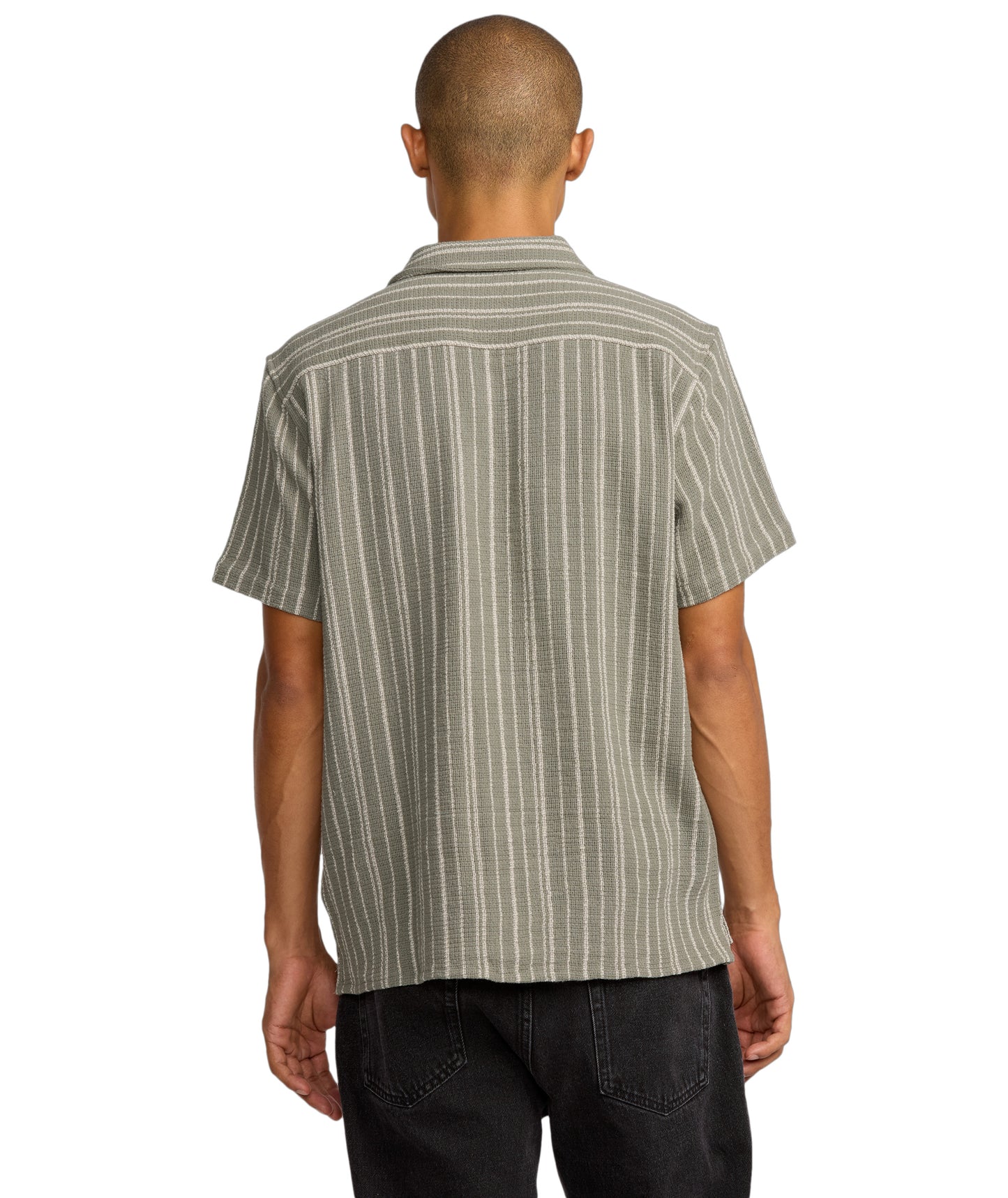 RVCA Vacancy Stripe SS Shirt - Light Olive