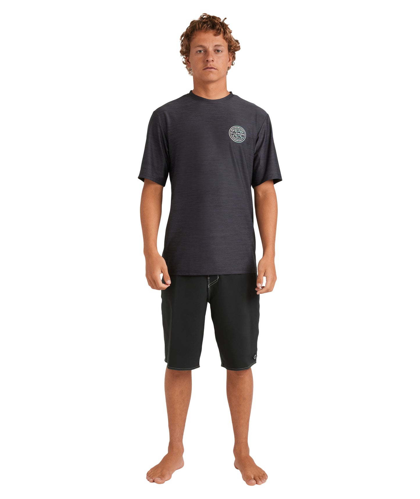 Billabong Rotor Shoreline LF SS Rash Vest - Black Heather