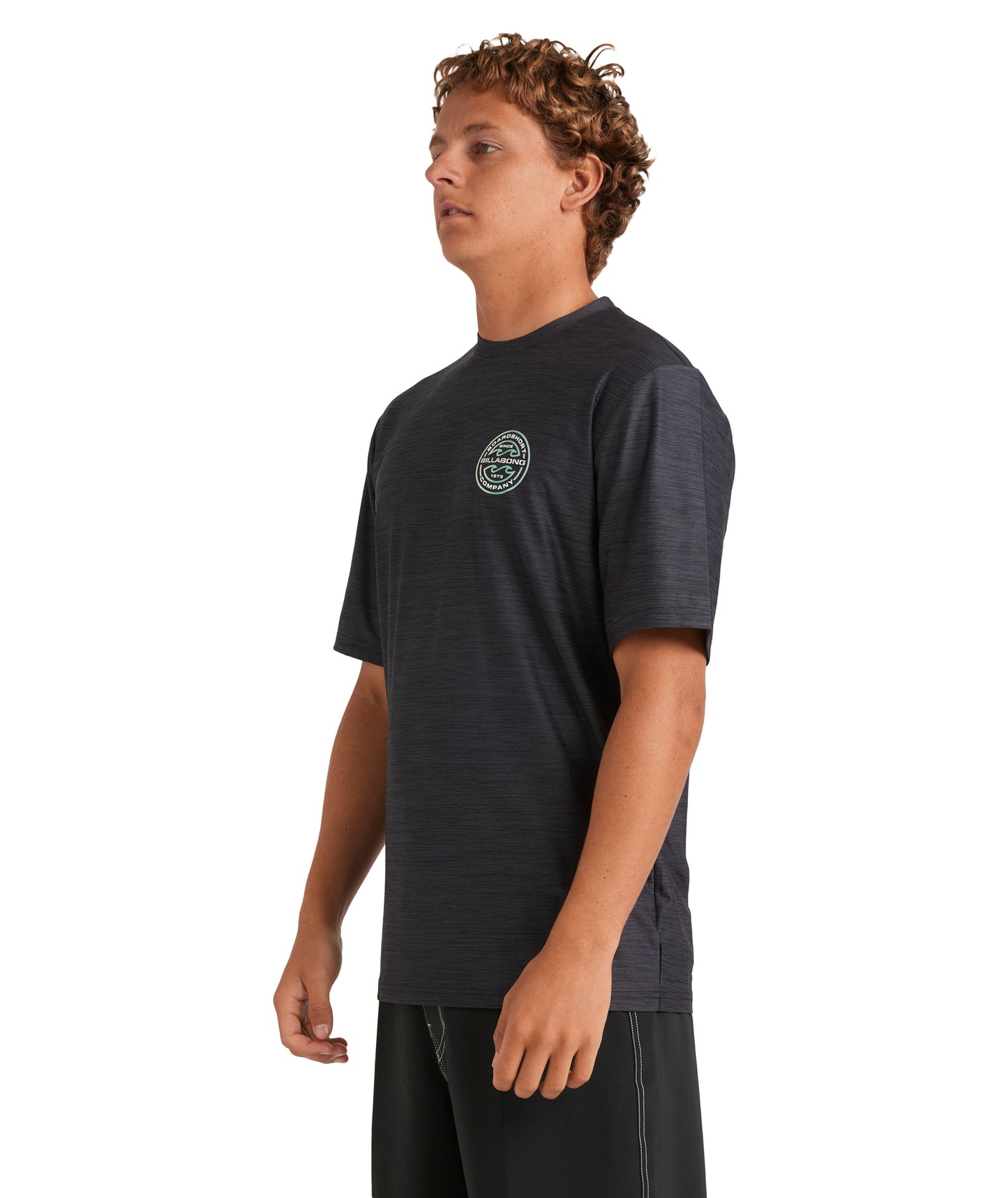 Billabong Rotor Shoreline LF SS Rash Vest - Black Heather