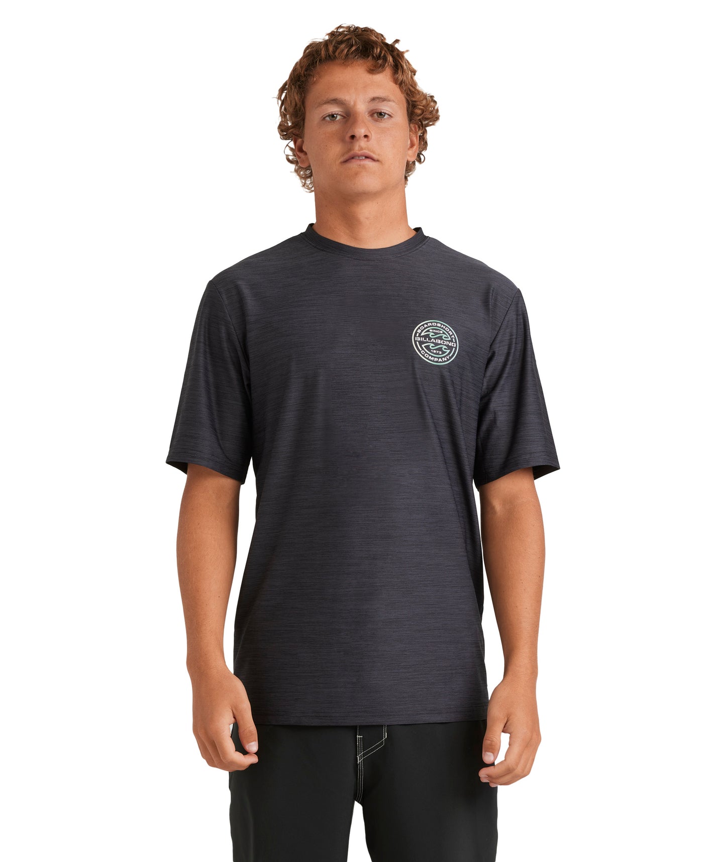 Billabong Rotor Shoreline LF SS Rash Vest - Black Heather