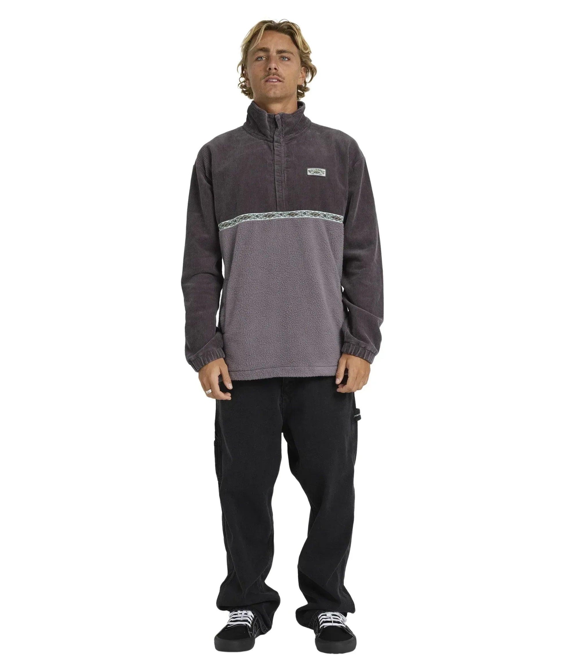 Billabong Space Lobster Half Zip Fleece Pullover - Washed Black - Guys & Girls Surf n Street