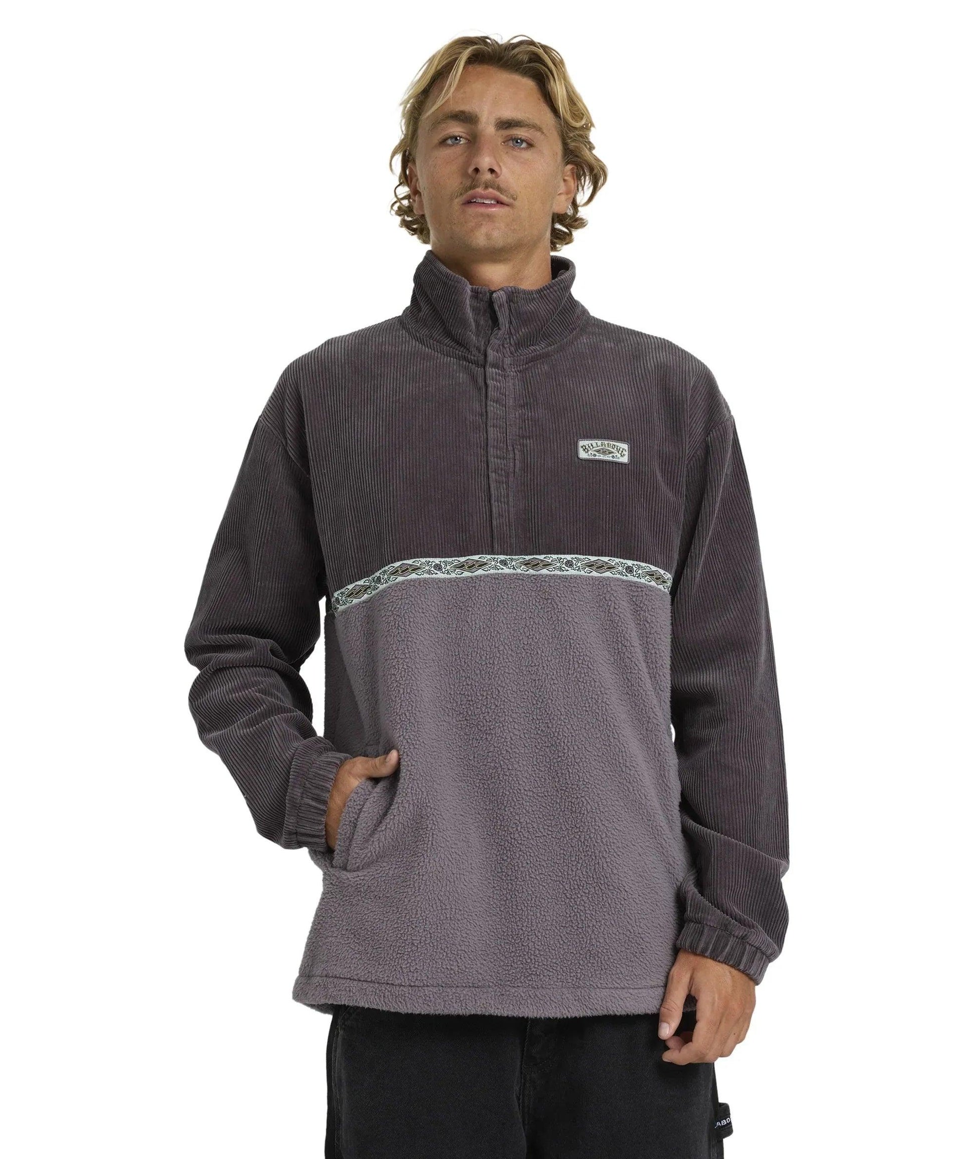 Billabong Space Lobster Half Zip Fleece Pullover - Washed Black - Guys & Girls Surf n Street