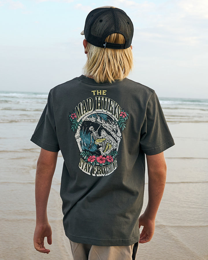 The Mad Hueys  Stay Frothing Youth Youth SS Tee - Charcoal