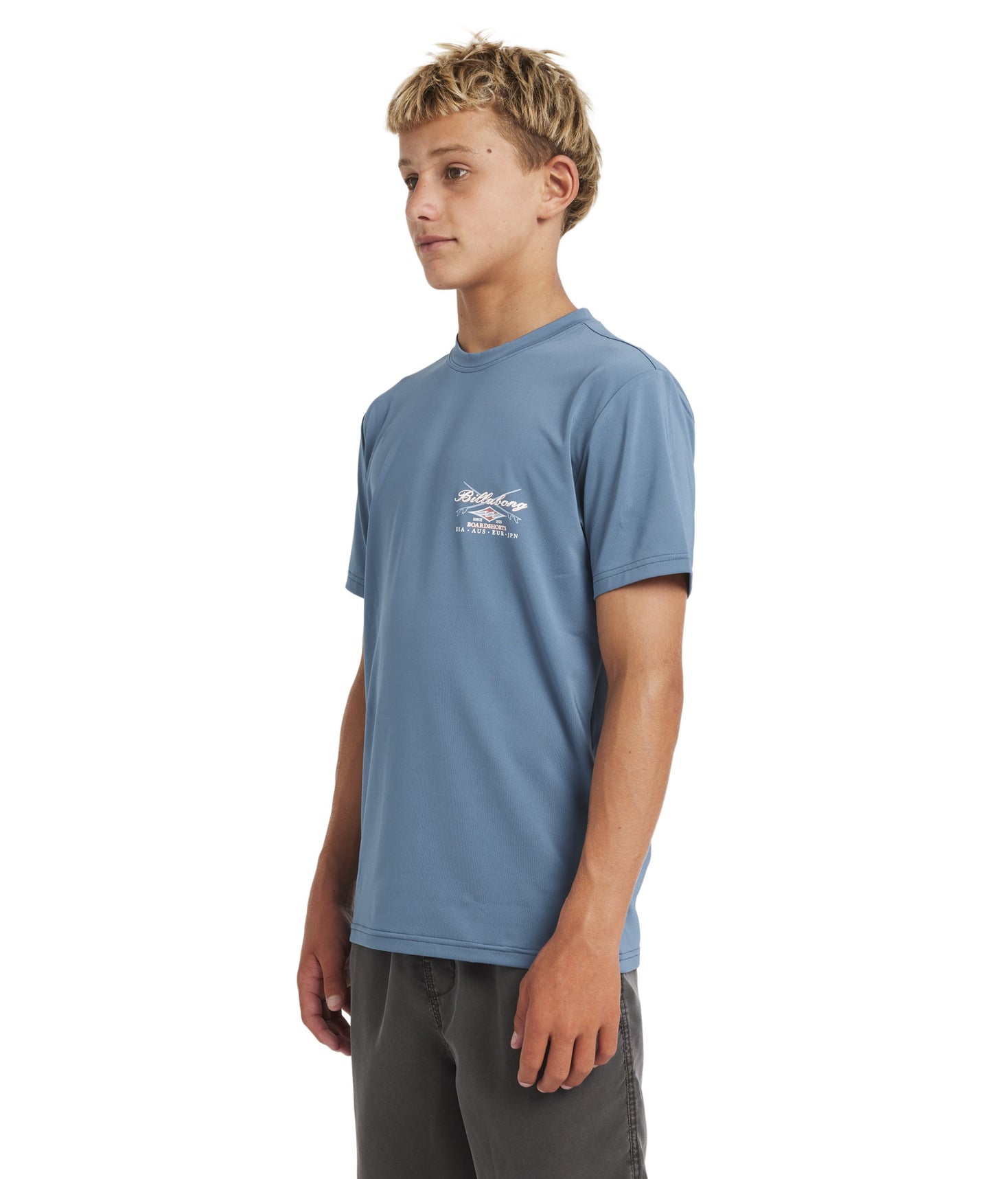 Billabong Boys Crossboards LF SS Rash Vest - Real Teal