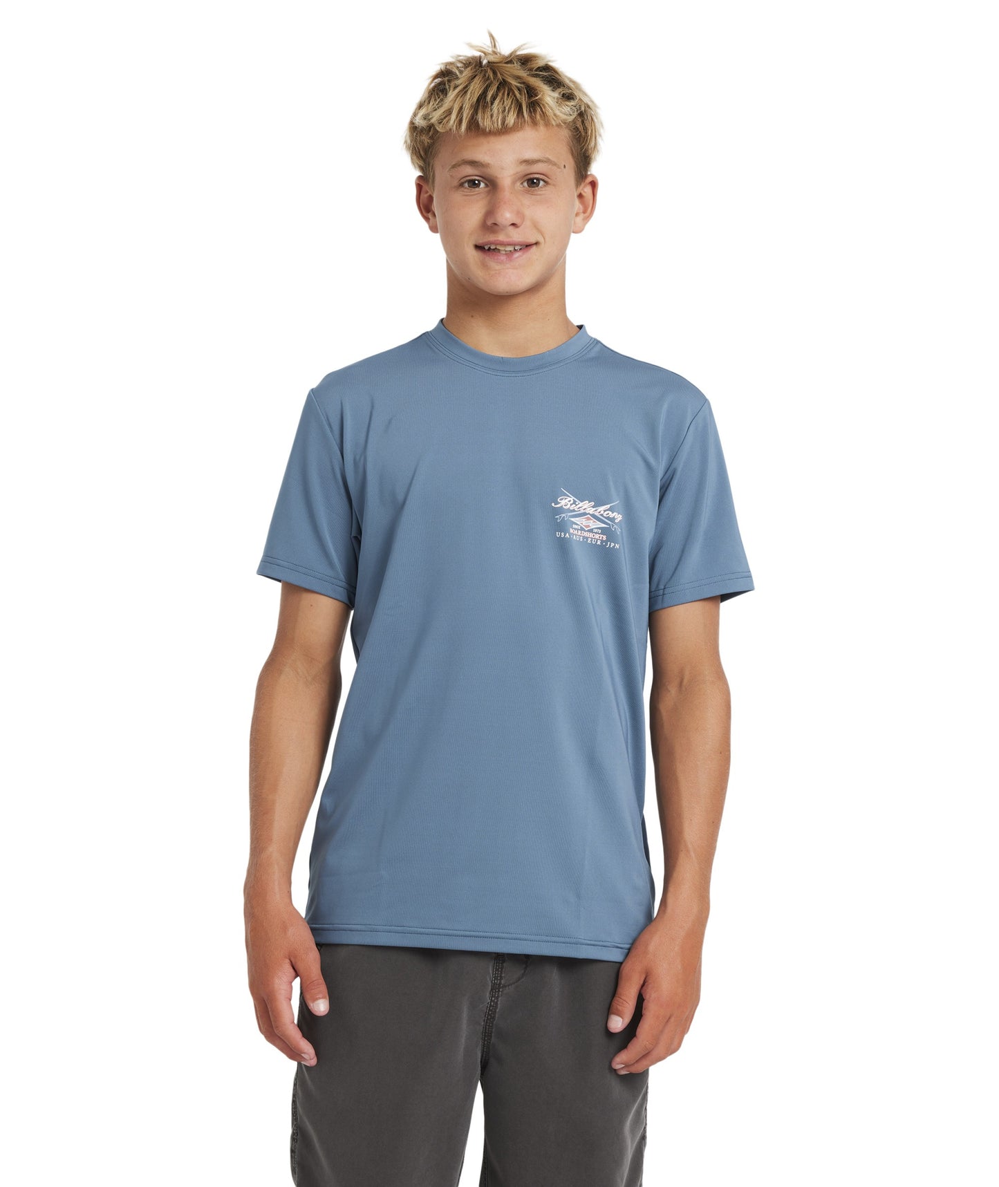 Billabong Boys Crossboards LF SS Rash Vest - Real Teal