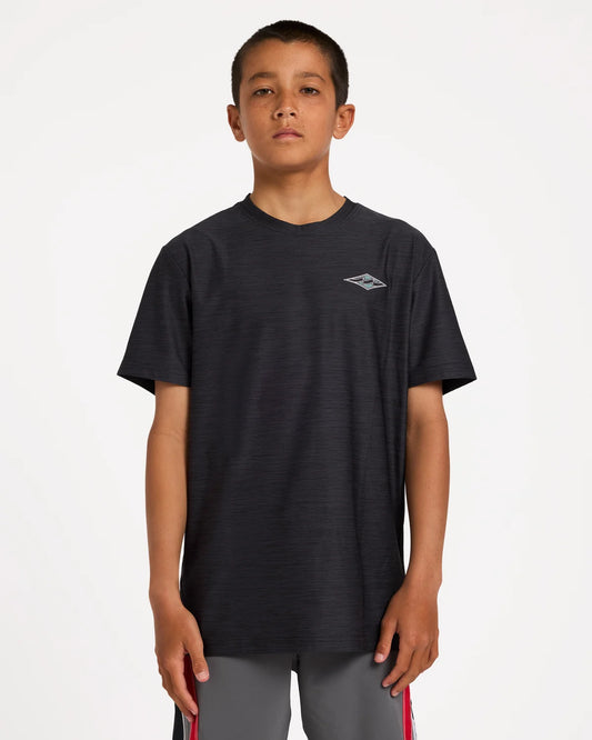 Billabong Boys Diamond Shoreline Short Sleeve Rash Vest - Black Heather