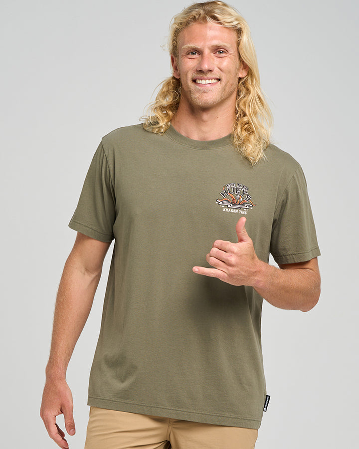 The Mad Hueys  Kraken Port Hole SS Tee - Olive