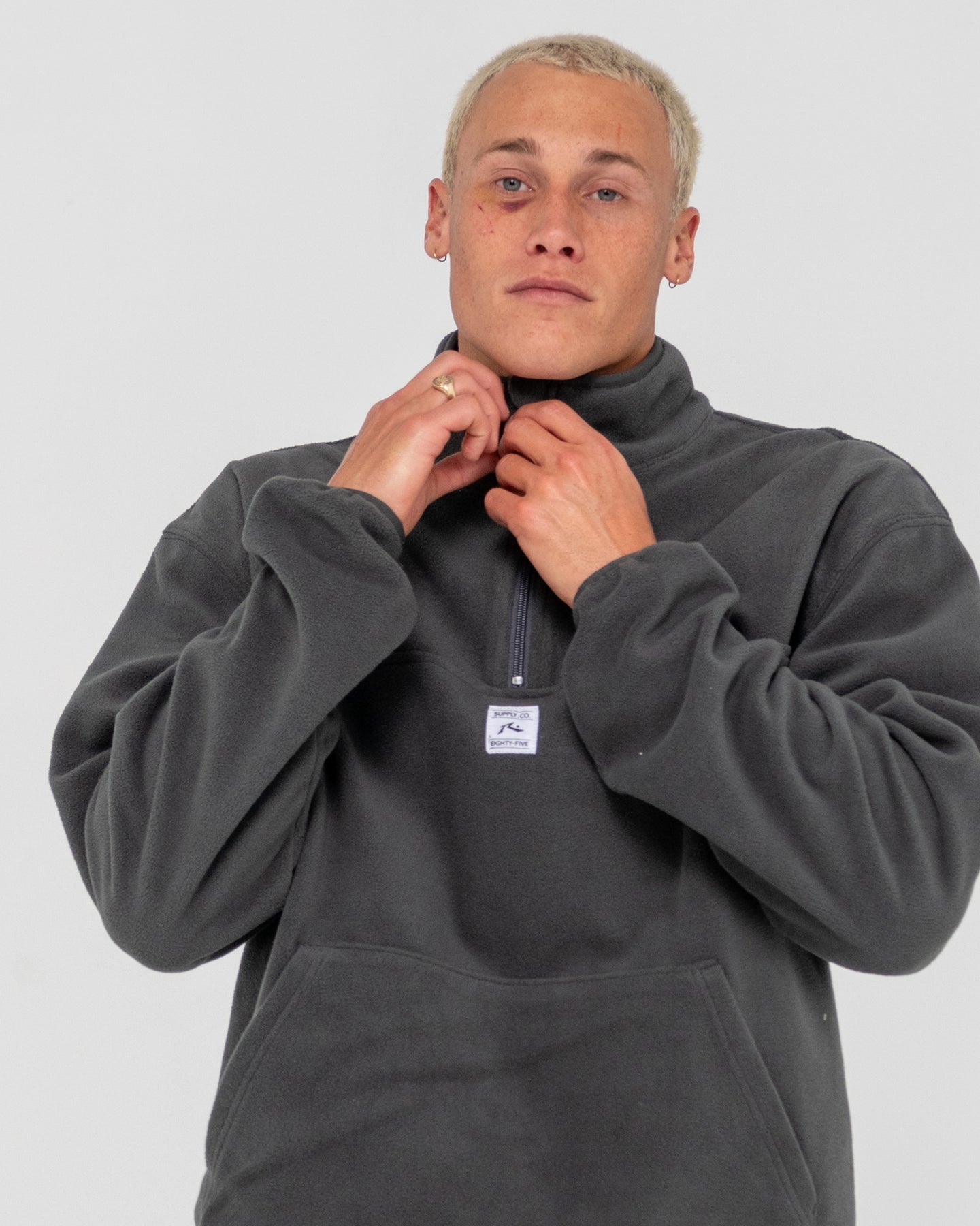 Rusty Core Division Polar Fleece Quarter Zip - Coal
