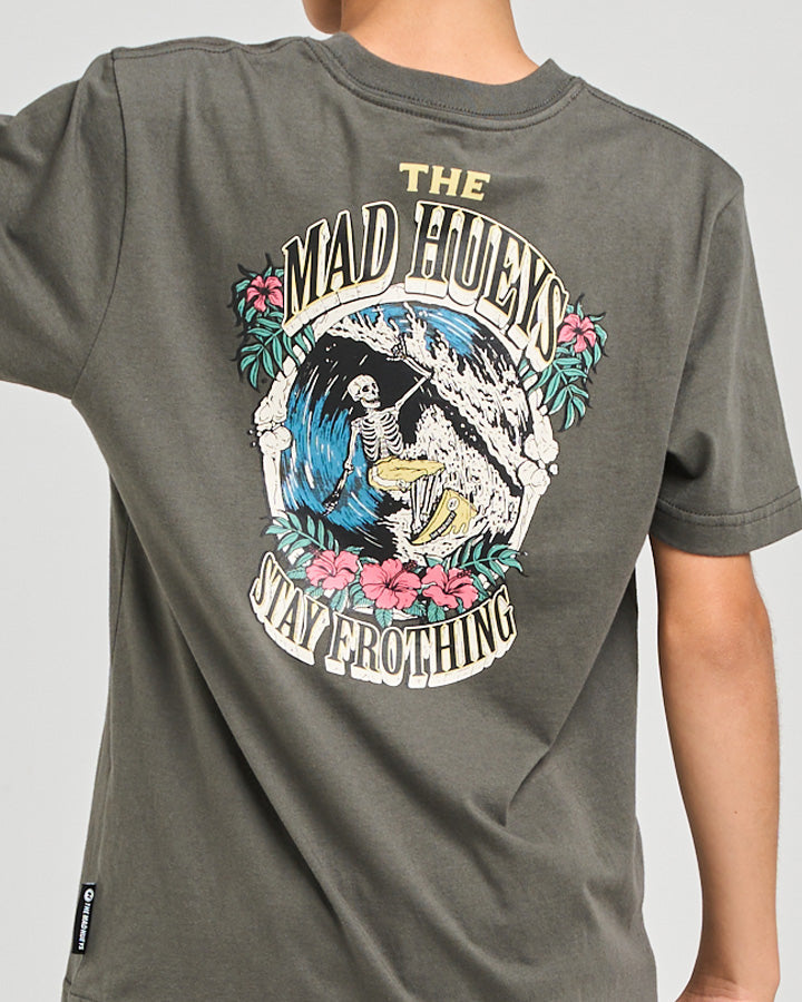 The Mad Hueys  Stay Frothing Youth Youth SS Tee - Charcoal