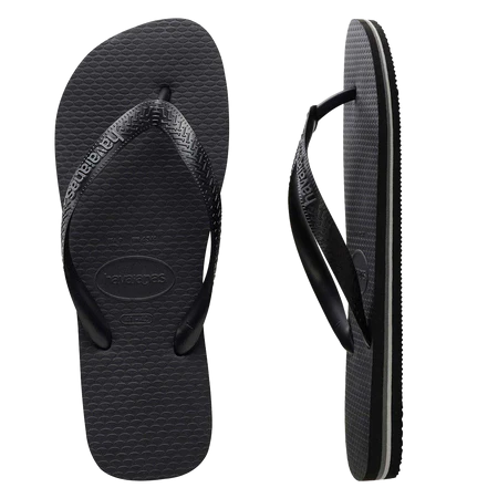 Havaianas Rubber Logo Thongs -  Black/Steel Grey