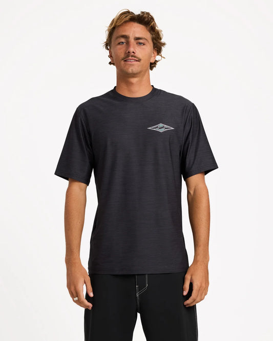 Billabong Diamond Shoreline Short Sleeve Rash Vest - Black Heather