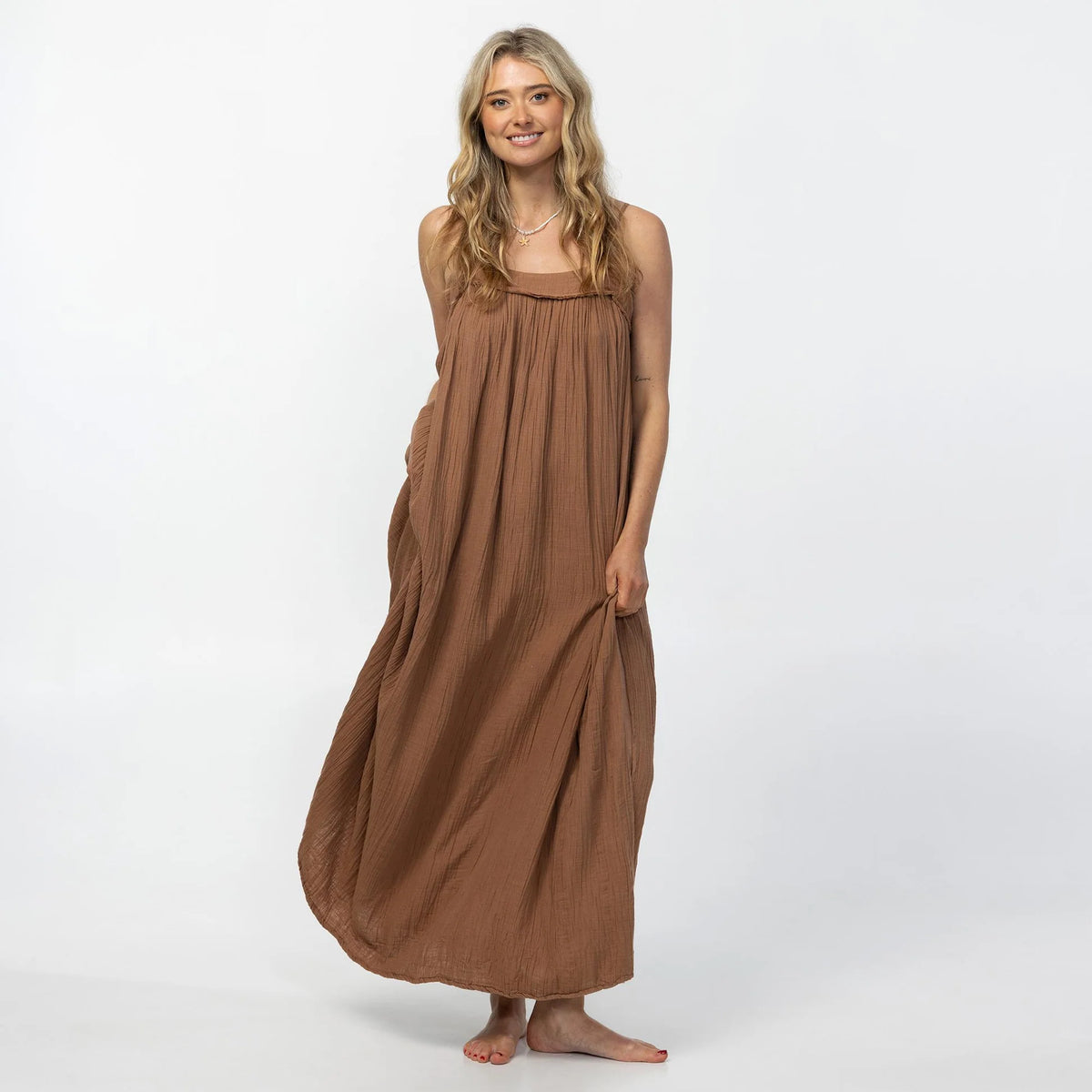O'Neill Saltwater Solids Sai Maxi Dress - Carob Brown