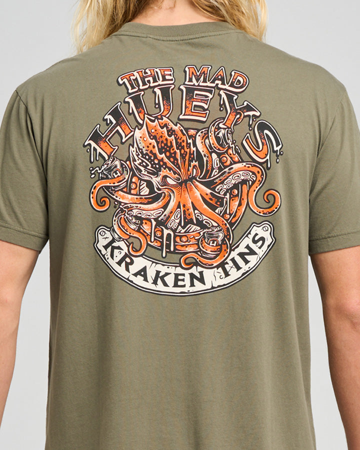 The Mad Hueys  Kraken Port Hole SS Tee - Olive