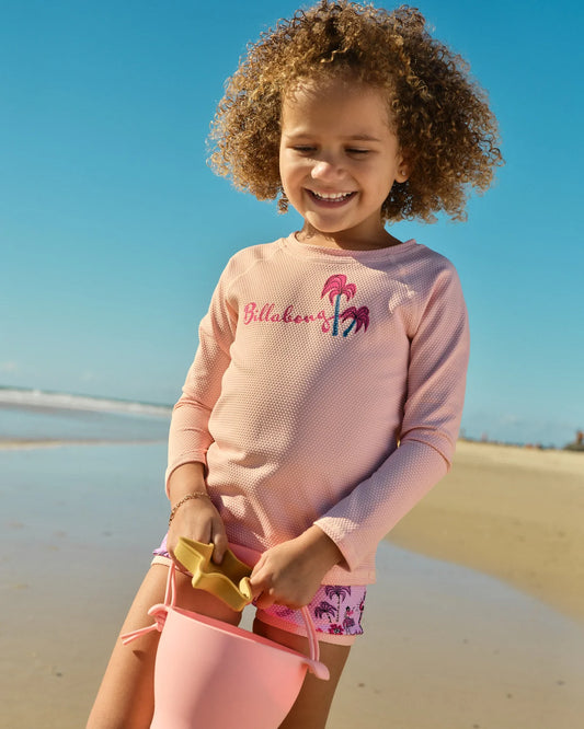 Billabong Hula Haze Girls 0-5 Long Sleeve Rash Vest Set- Magnolia