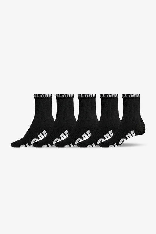 Globe Blackout Quarter Sock (7-11) 5 Pack - Black/Black