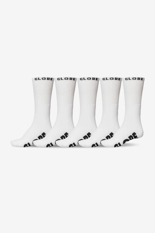 Globe Whiteout Sock (7-11) 5 Pack - White