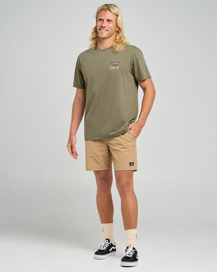 The Mad Hueys  Kraken Port Hole SS Tee - Olive