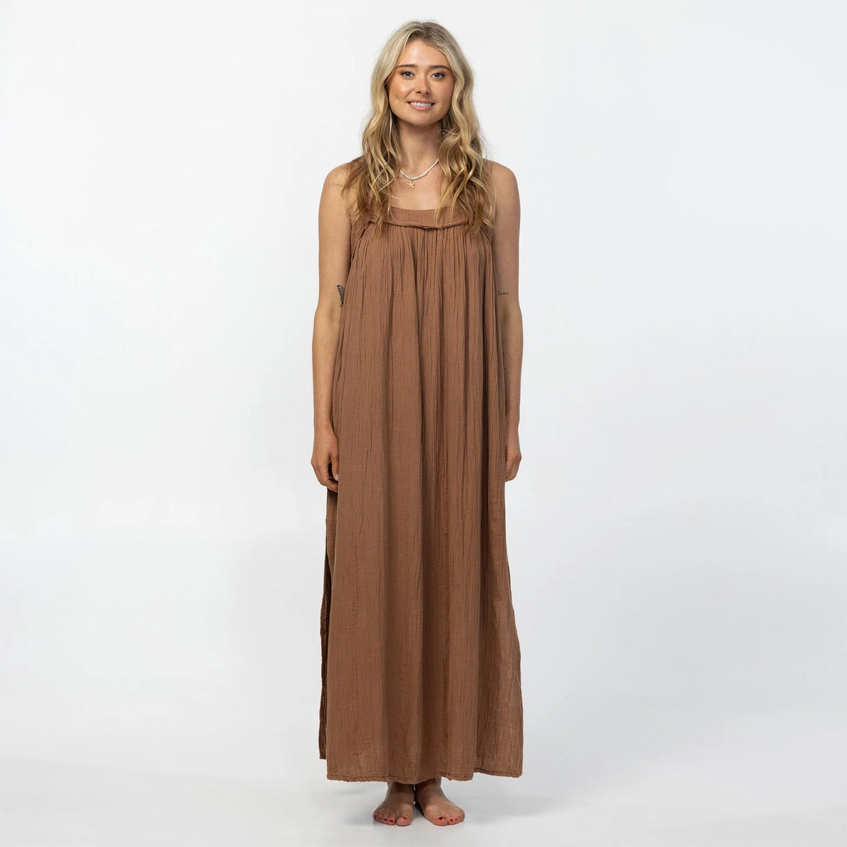 O'Neill Saltwater Solids Sai Maxi Dress - Carob Brown