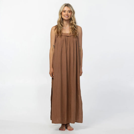 O'Neill Saltwater Solids Sai Maxi Dress - Carob Brown