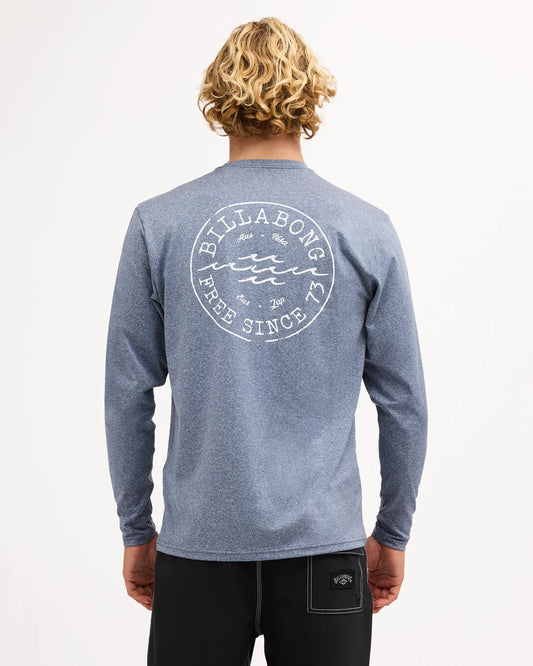 Billabong Big Wave Daz Long Sleeve Rash Vest - Navy Heather