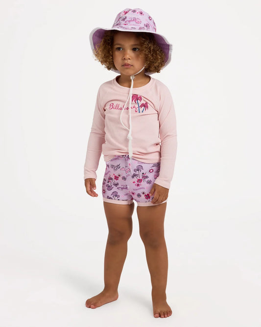 Billabong Hula Haze Girls 0-5 Long Sleeve Rash Vest Set- Magnolia