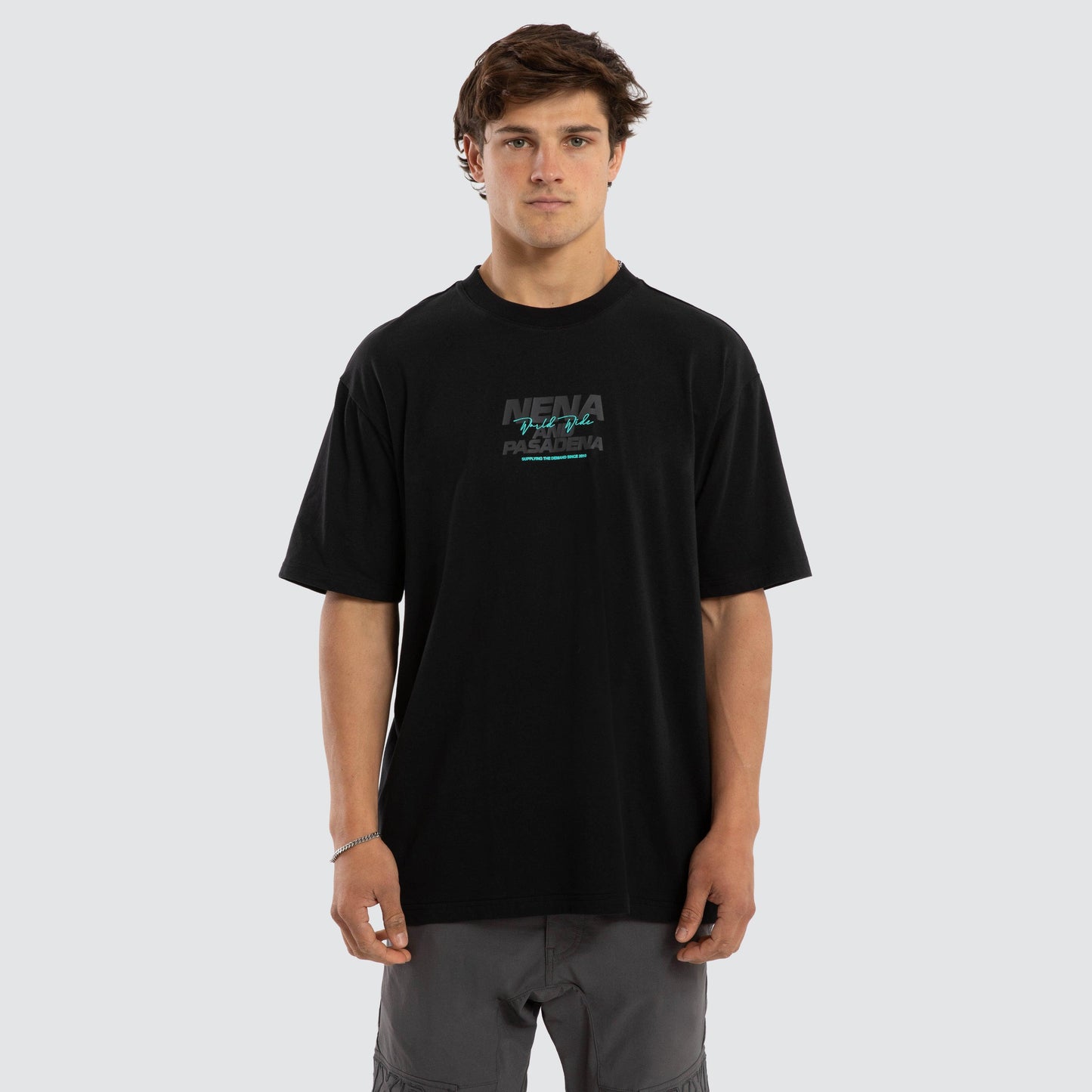 Nena And Pasadena Hybrid Box Fit Tee - Anthracite Black