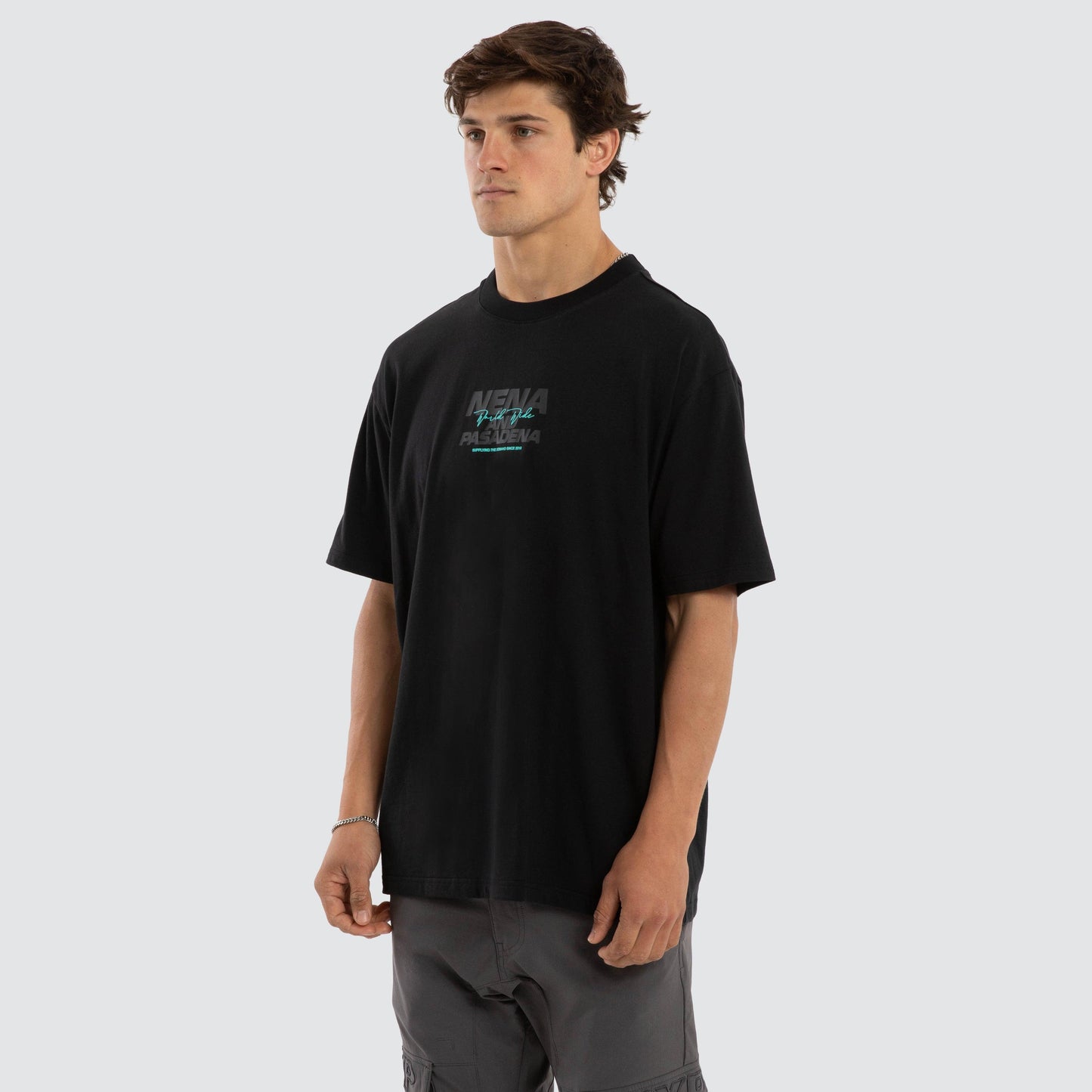 Nena And Pasadena Hybrid Box Fit Tee - Anthracite Black