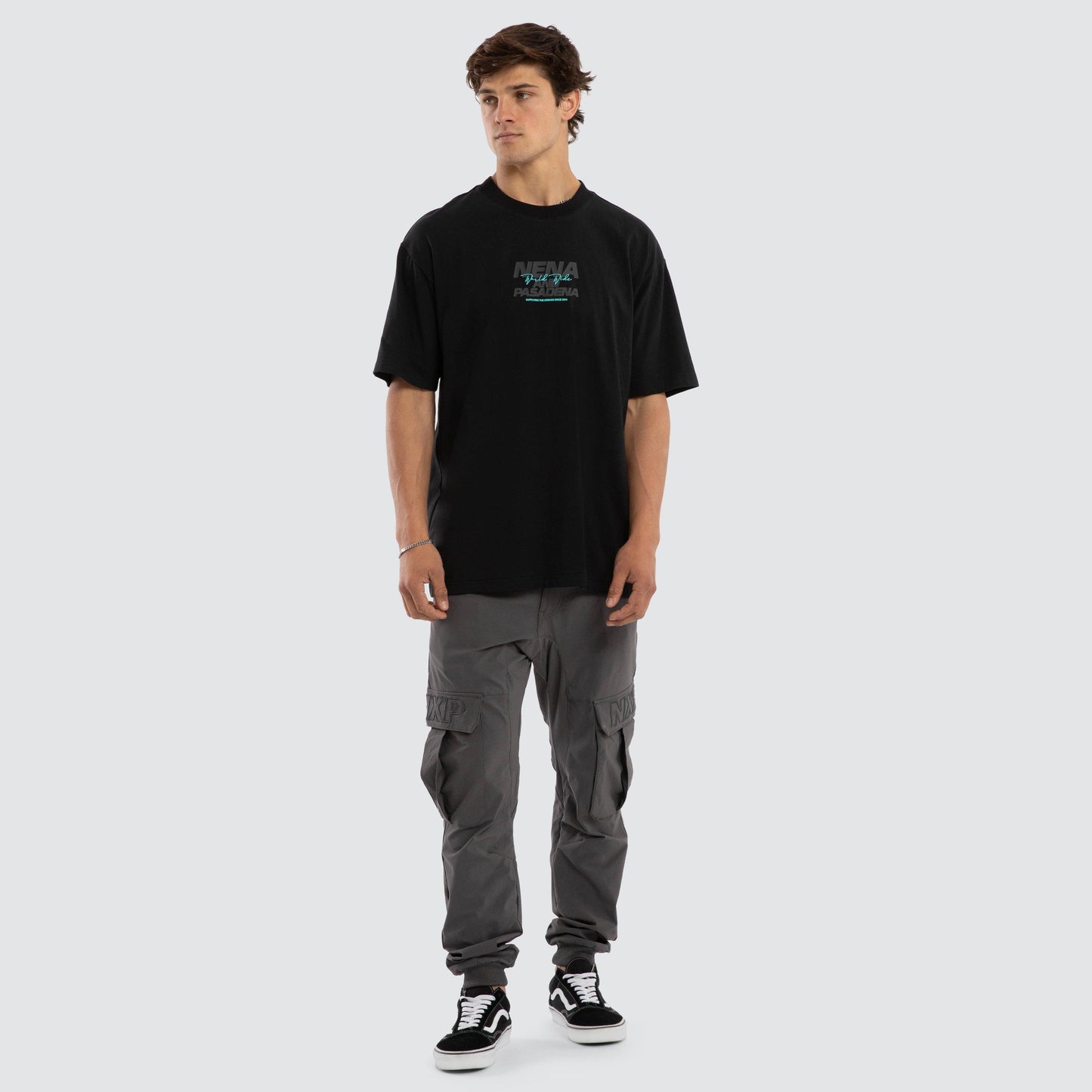Nena And Pasadena Hybrid Box Fit Tee - Anthracite Black