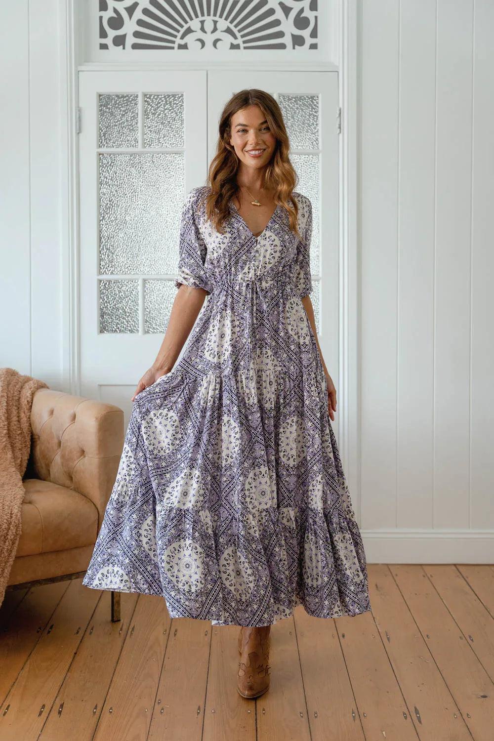 Jaase Tessa Maxi Dress - Lilac Lullaby Print - Guys & Girls Surf n Street