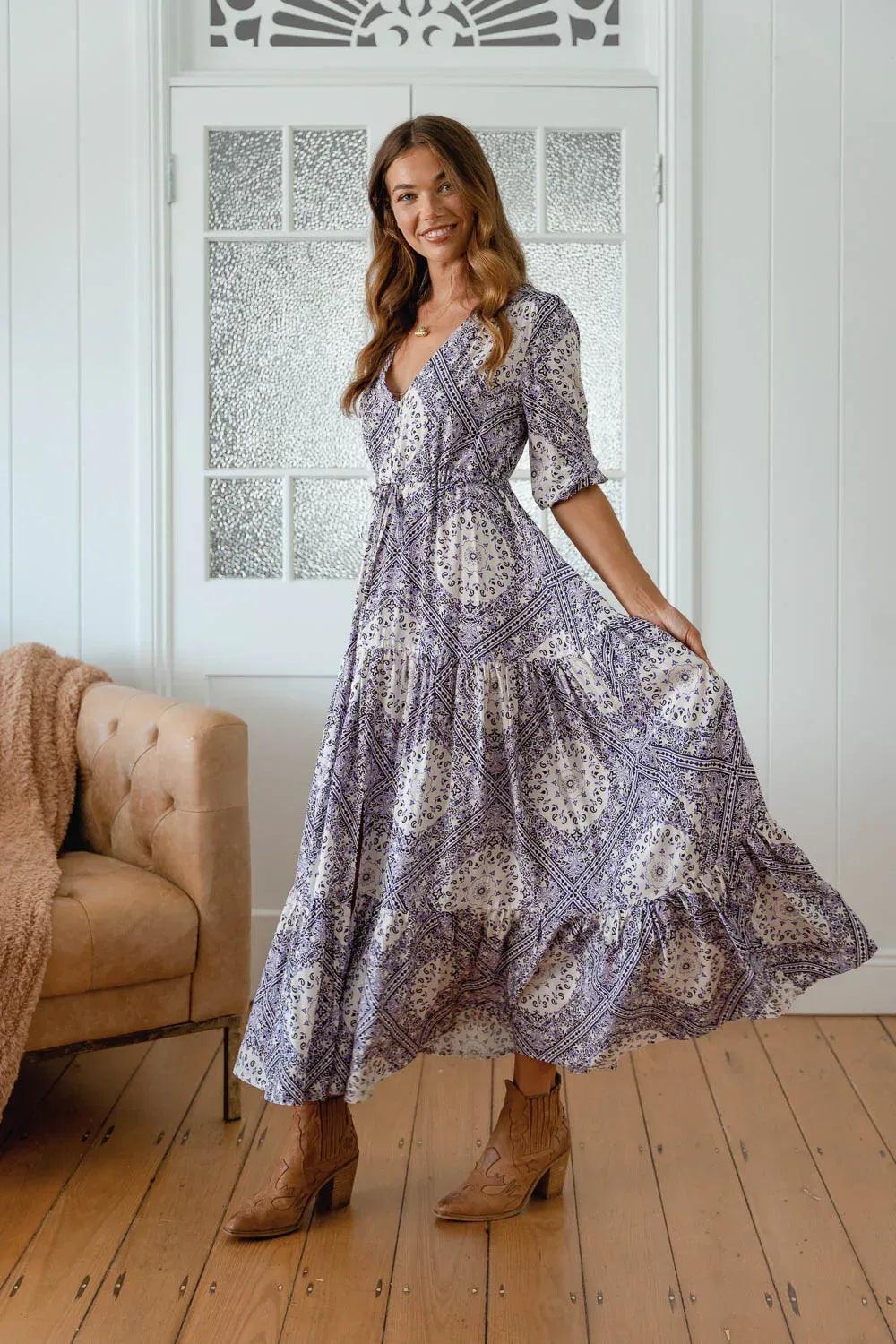 Jaase Tessa Maxi Dress - Lilac Lullaby Print - Guys & Girls Surf n Street