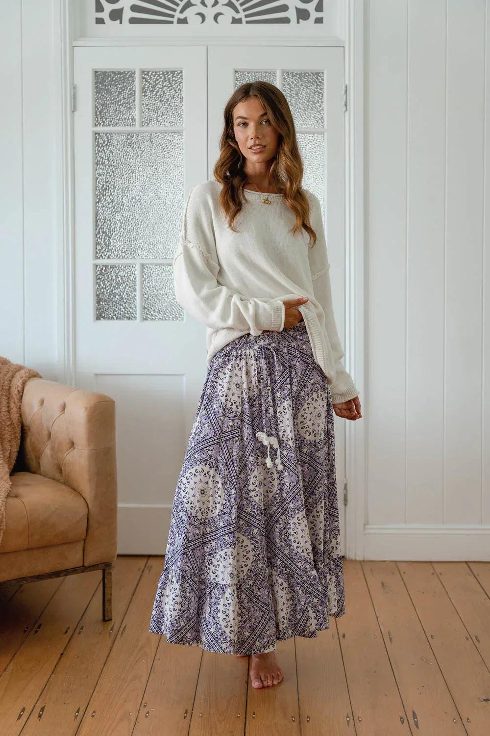 Jaase Vela Skirt - Lilac Lullaby Print - Guys & Girls Surf n Street