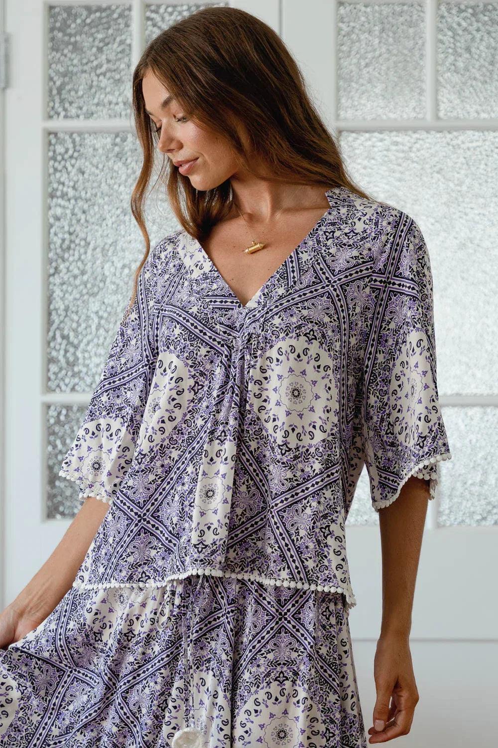 JAASE Gabriella Top - Lilac Lullaby Print - Guys & Girls Surf n Street