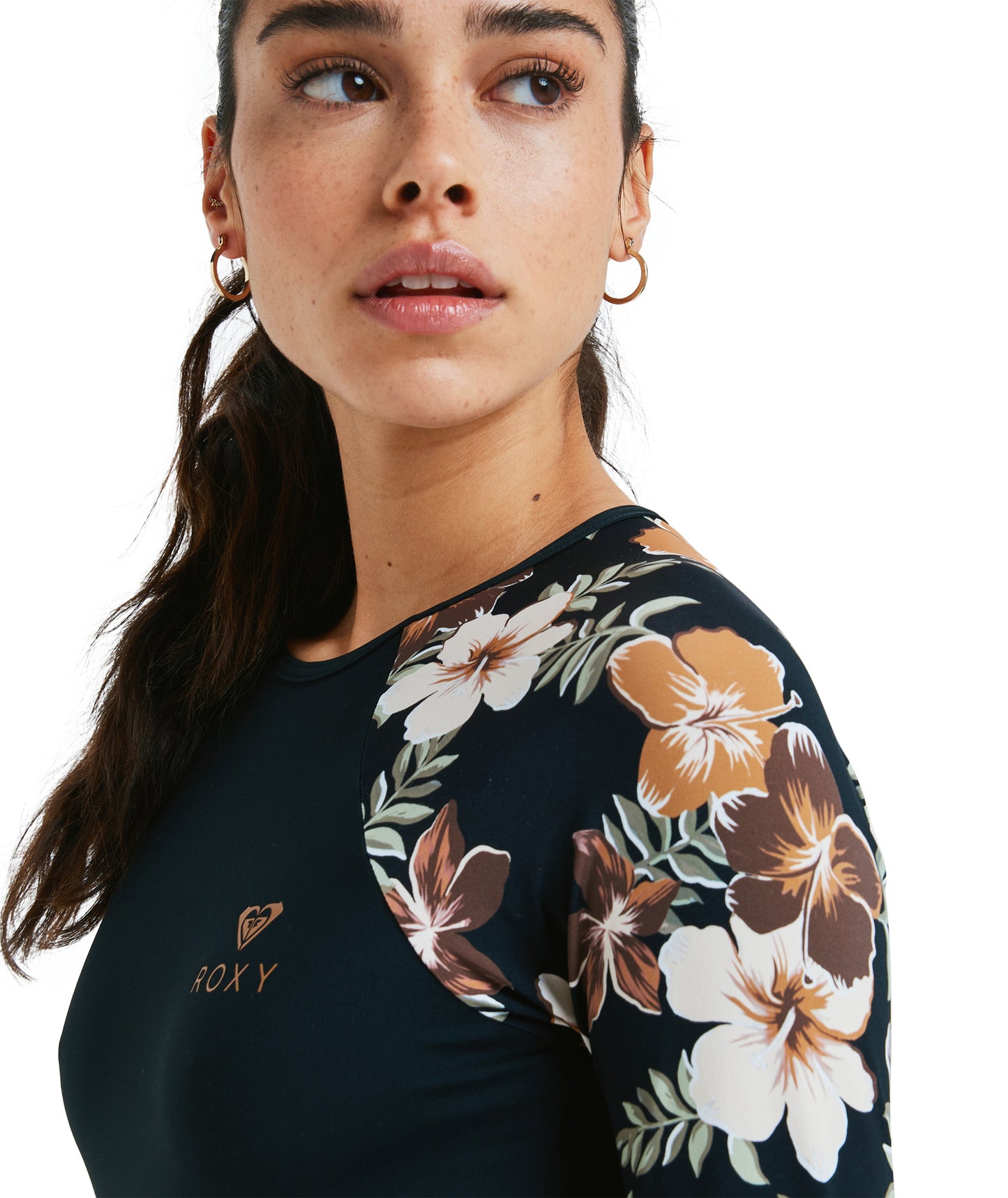 Roxy Basic Mix Onsie Long Sleeve Bodysuit - Almond Tropical Feels