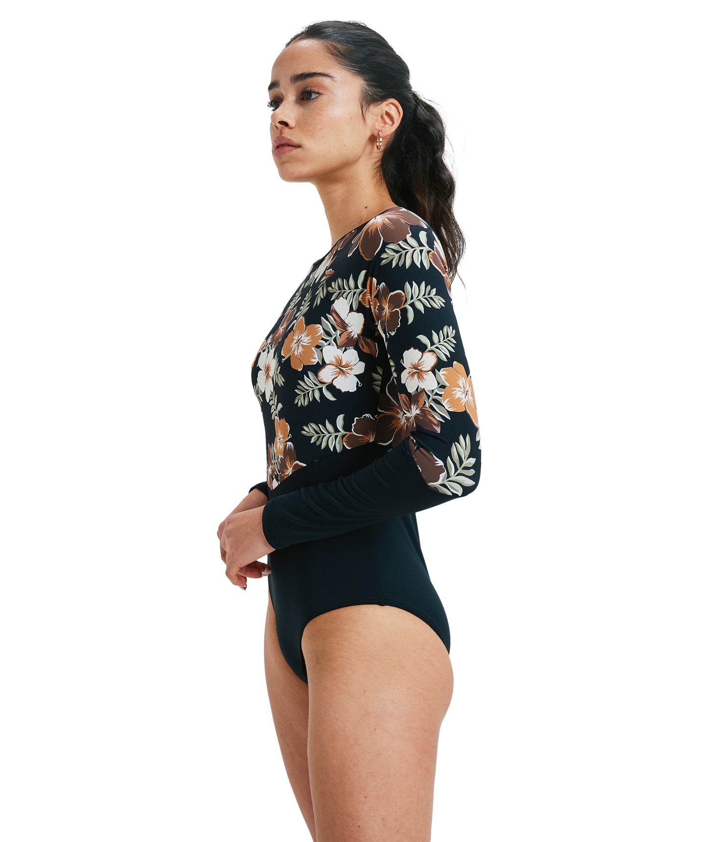 Roxy Fashion Onsie Long Sleeve Bodysuit - Almond Tropical Feels