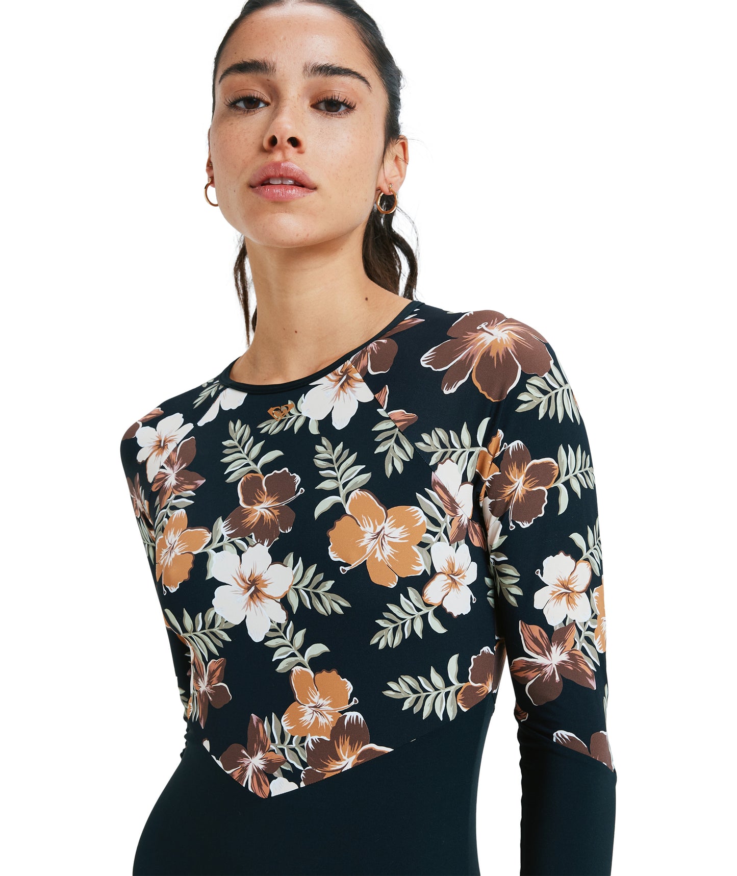 Roxy Fashion Onsie Long Sleeve Bodysuit - Almond Tropical Feels